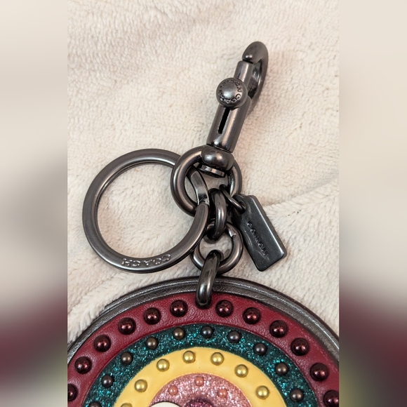 Coach Embellished Rainbow Leather Key Chain / Bag Charm NWOT - Picture 4 of 5
